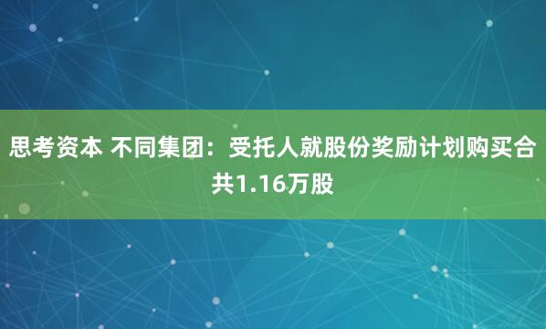 思考资本 不同集团：受托人就股份奖励计划购买合共1.16万股
